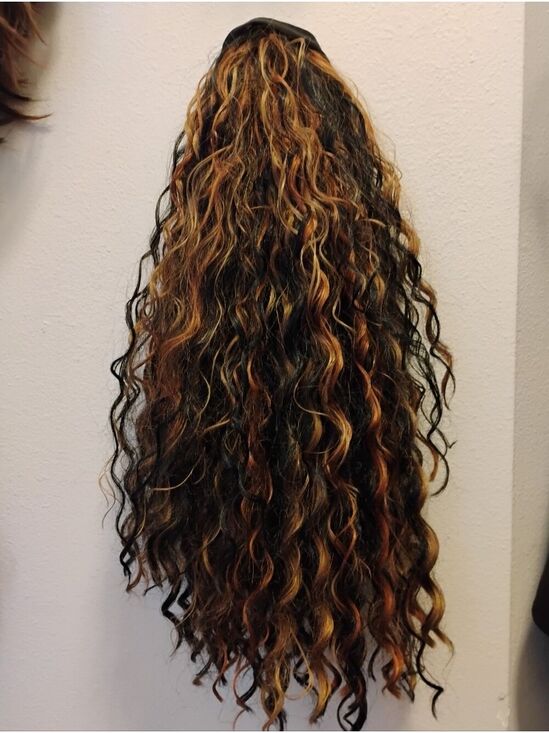Other - Long Wavy Headband Wig Black with Honey Blonde Highlights